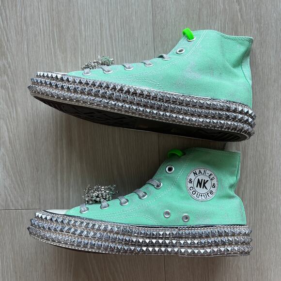 Nan-ku x Free People Cruise Studded Hi-Top Sneaker 39 US 9 Spring Mint Green NEW - Picture 4 of 12